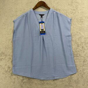 NEW Banana Republic Womens L Sleeveless V-Neck Blouse  Chiffon Blue